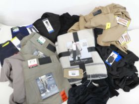 +VAT Approx. 20 items of mens and womens clothing to include trousers, tops ect.