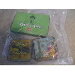 Bag containing 3 vintage tins by Meccano