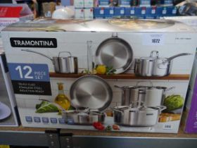 +VAT Tramontina stainless steel pan set, boxed