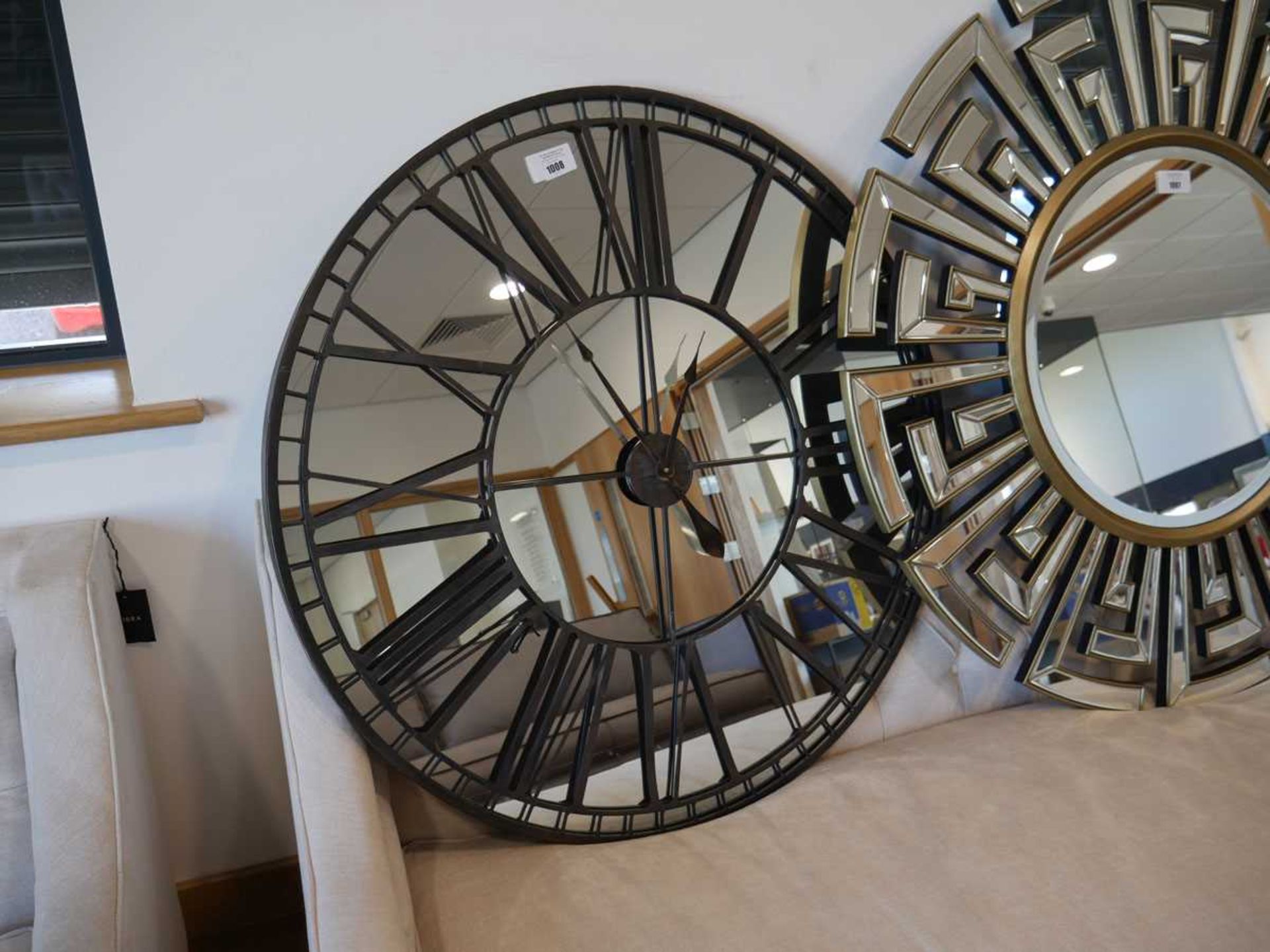+VAT Large mirrored back wall clock with metal numerals