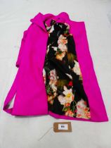 +VAT Ted Baker touch of cashmere navia belted wrap coat in deep pink size 2