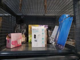 +VAT Cage containing various beauty products incl. skin care, thermometer, tangle teaser, toothbrush
