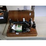 +VAT The Harris No. 9H vintage sewing machine in case