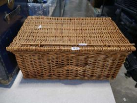 Wicker picnic hamper and contents