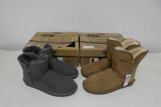 +VAT 2 boxed pairs of womens Kirkland shearling boots. Both size 7.