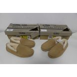 +VAT 2 boxed pairs of mens Kirkland suede slippers. Both size 7.