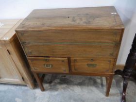 Reproduction brass inlaid camphor campaign writing chest