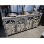 +VAT Libra furnishing modern mirrored front sideboard with geometric patterned door fronts