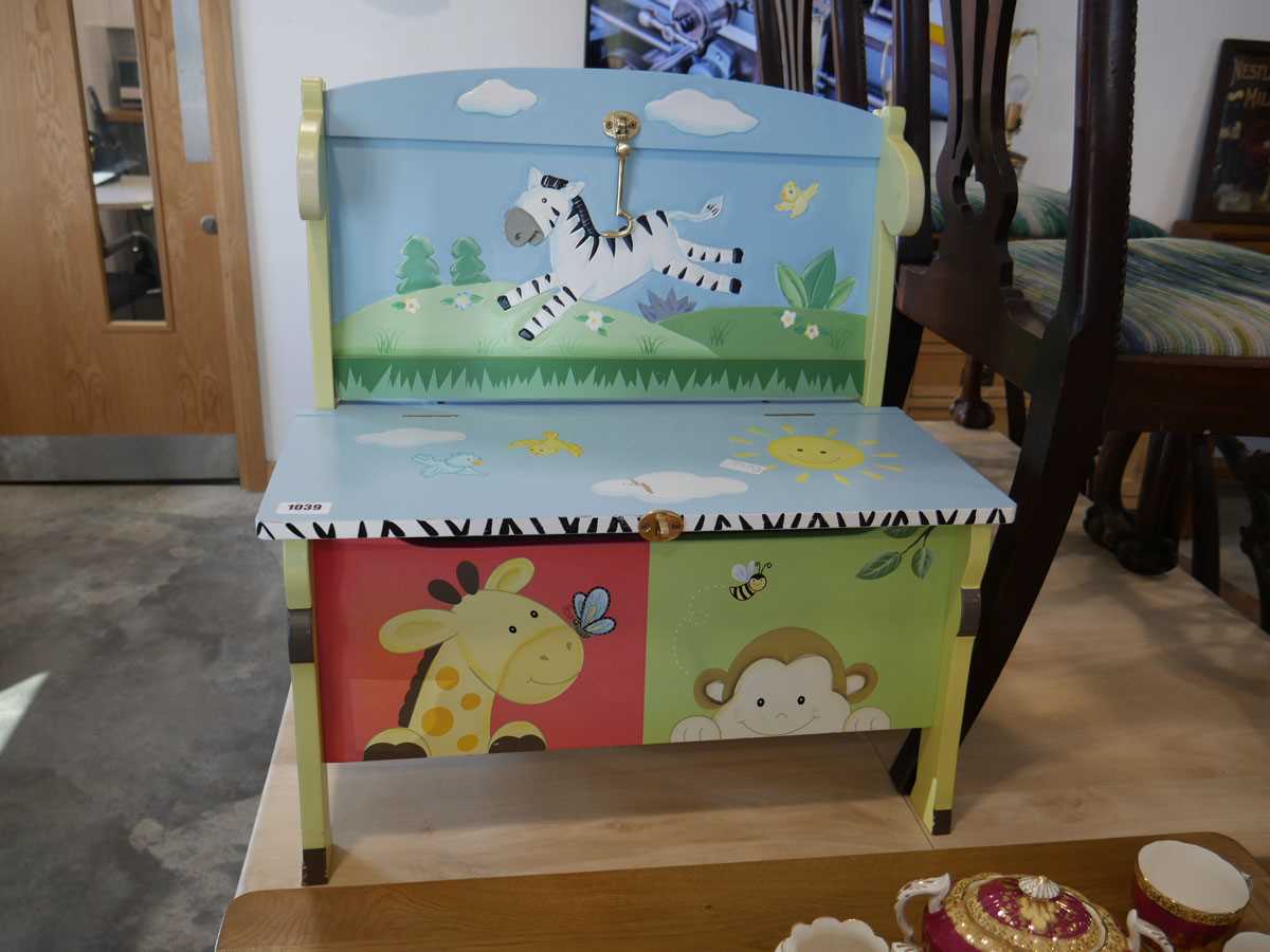 Modern painted nursery storage bench