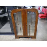 Mid 20th Century walnut glazed display cabinet