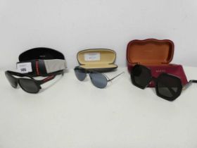 +VAT Lot of designer sunglasses to include Prada, Gucci & Montblanc (including cases)