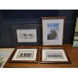 4 framed and glazed prints of horse racing scenes, artist D M Dent