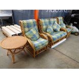 4 piece cane conservatory suite comprising 2 seater sofa together with 2 matching armchairs each