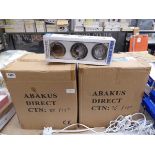 2 boxes containing Abakus chrome down lights