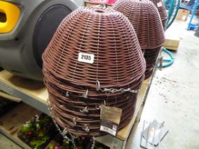 10 35cm (14") brown rattan effect hanging baskets