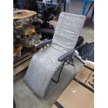 Grey aluminium sun lounger with distressed style cushion