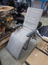 Grey aluminium sun lounger with distressed style cushion