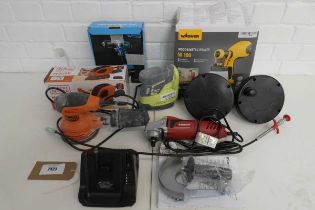 +VAT Quantity of mixed tooling incl. Wagner W100 wood and metal sprayer, Naerok cordless drill, 2