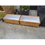 Pair of pine natural stained planters