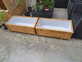 Pair of pine natural stained planters