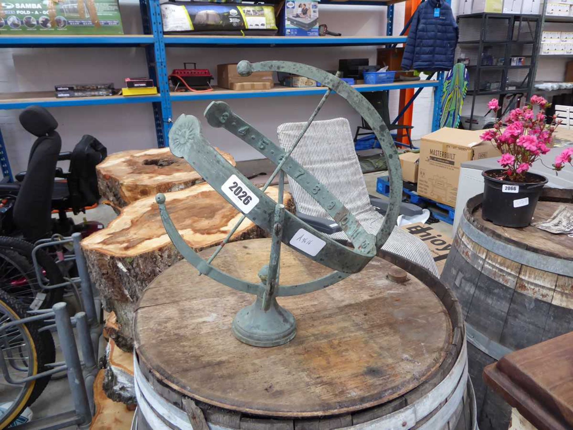 Weathered decorative brass armillary sphere