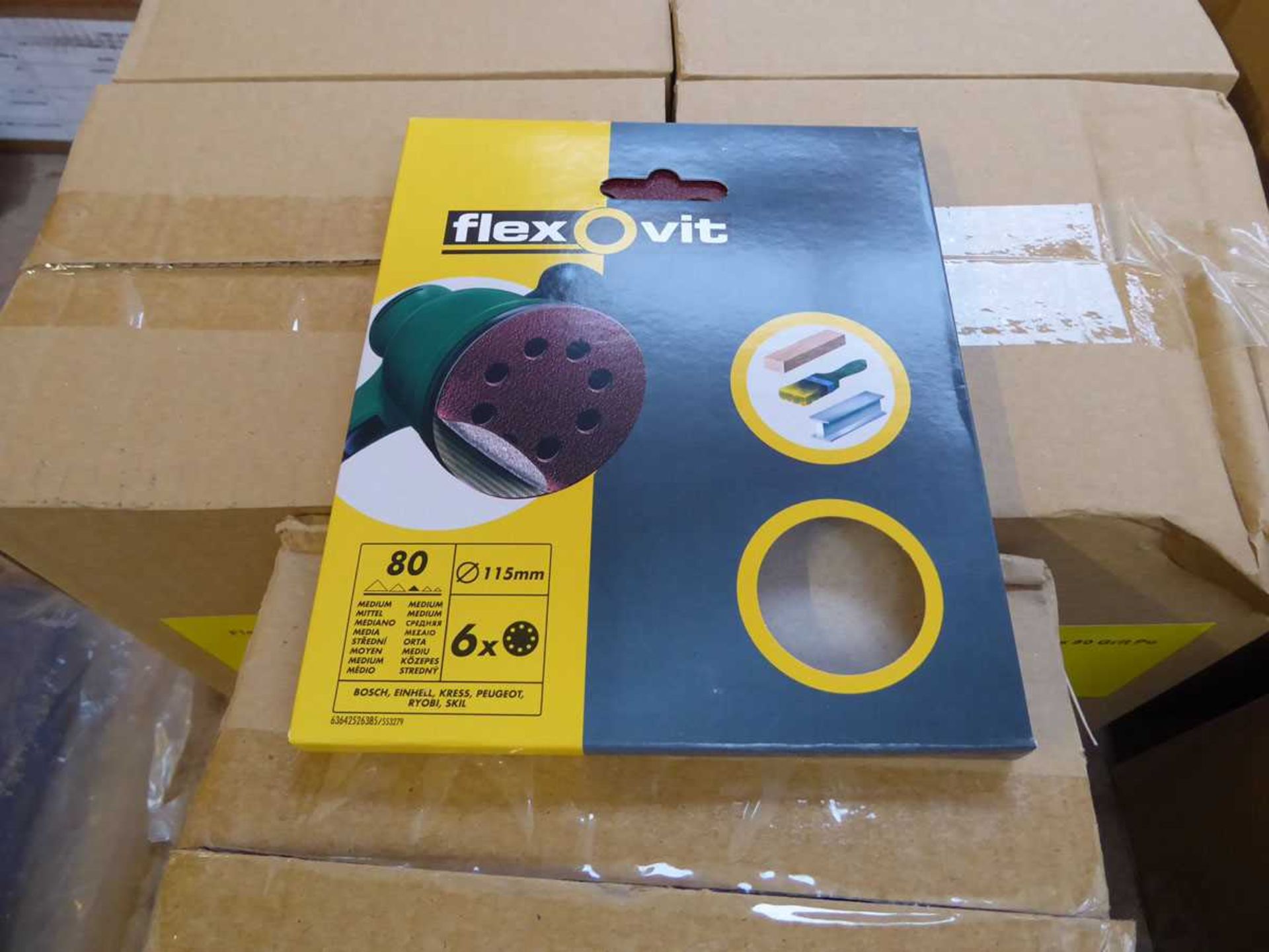+VAT 5 boxes containing 20 packs each of Flexovit 115mm sanding discs (80 grit) - Image 2 of 2