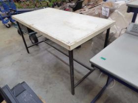 Large metal framed single drawer work bench