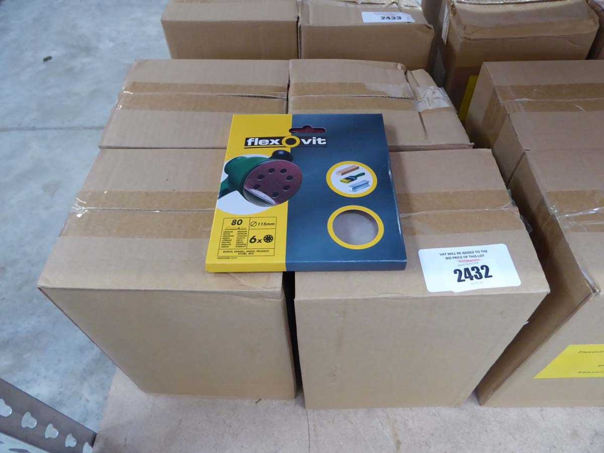 +VAT 4 boxes containing 20 packs each of Flexovit 115mm sanding discs (80 grit)