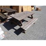 Wooden slated picnic style bench