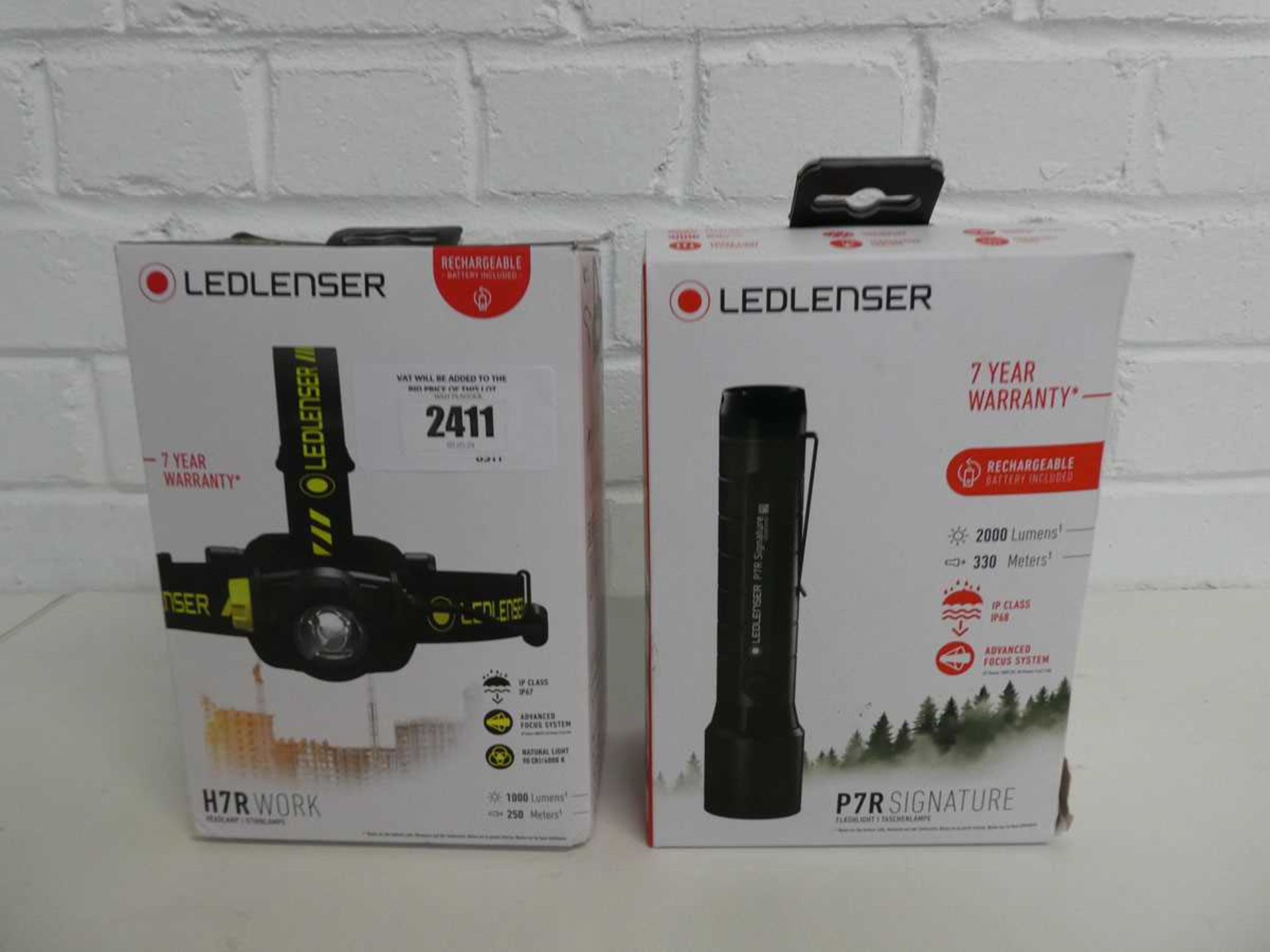+VAT LED Lenser H7R LED work head lamp with LED Lenser P7R Signature LED flashlight