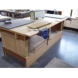 +VAT Timber and plywood workbench with 2 Irwin carpenters vices
