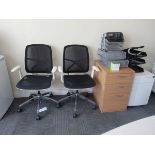 +VAT The furniture in the ground floor office comprising: boat shaped work table, 3 section white