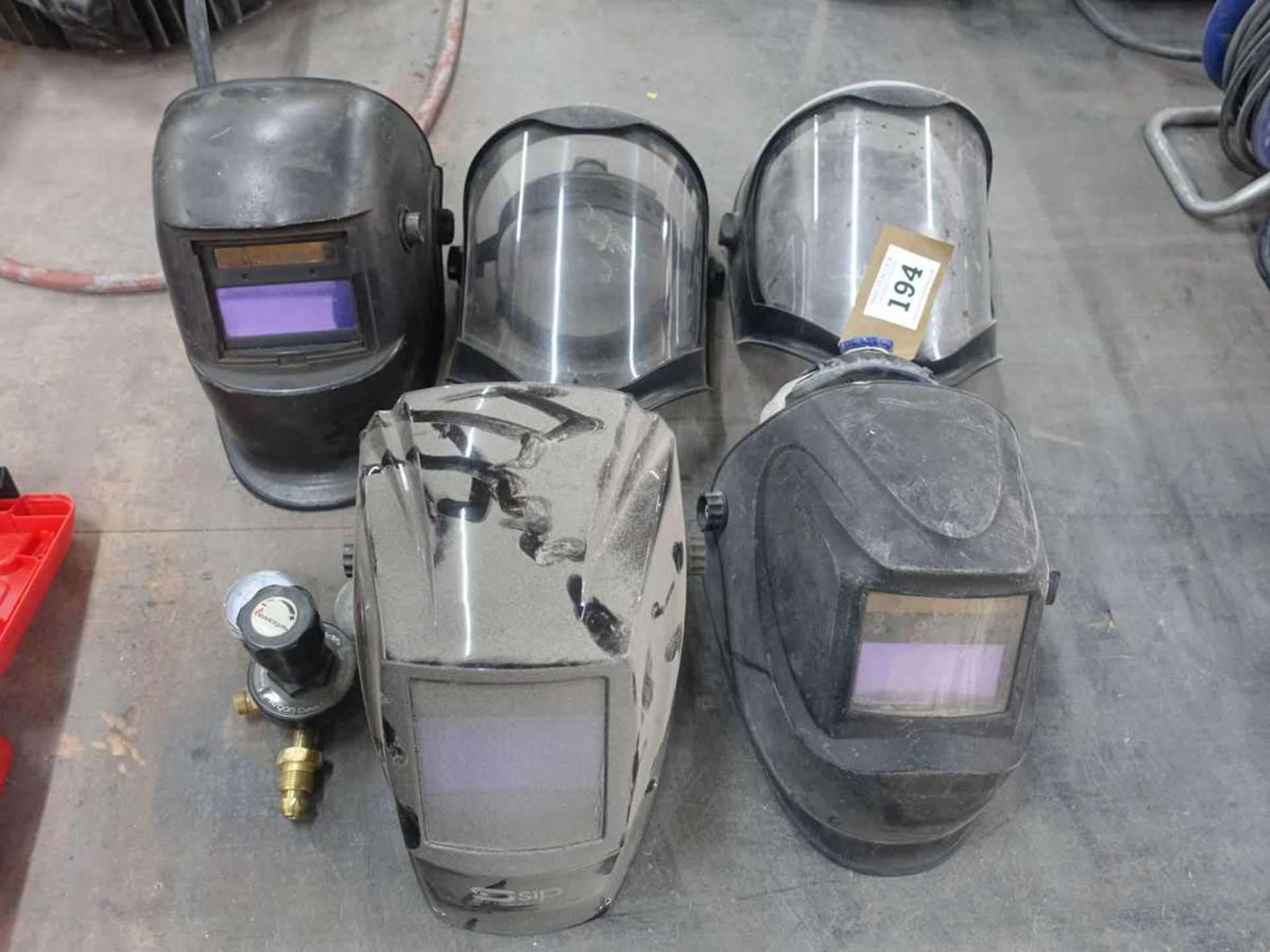 +VAT Three welding helmets, set of welding gauges and two safety masks - Image 3 of 3