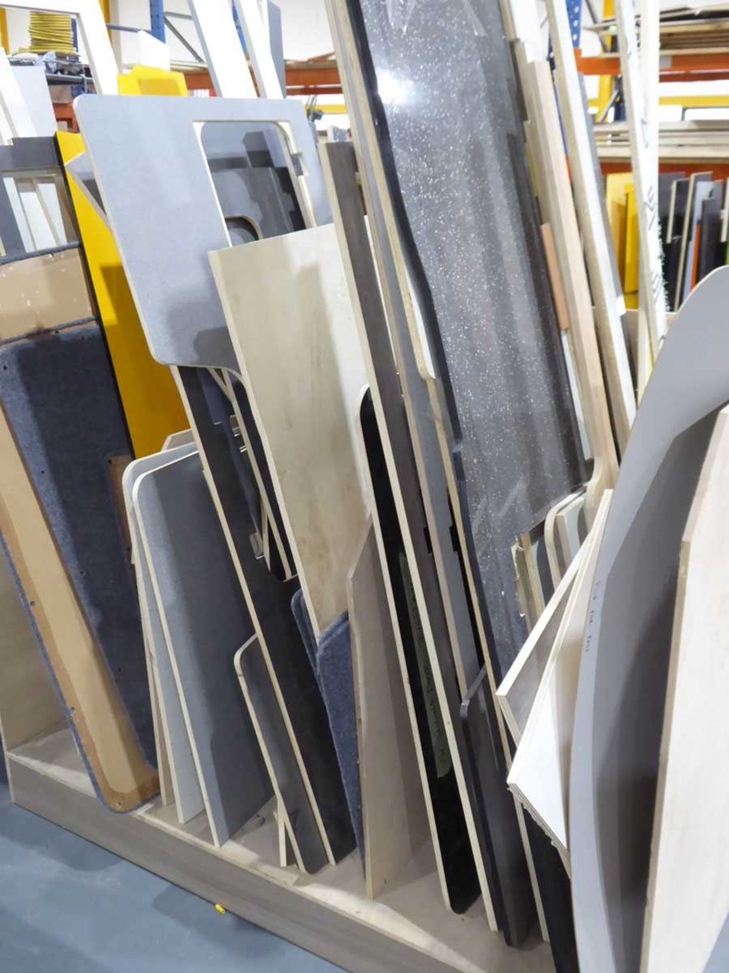 Plywood Panel Racks +VAT 2 racks of misc. plywood and faced panels