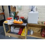 +VAT Table top refrigerator, heater, fan, coffee machine, kettle, together with a range of first aid