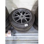 +VAT Pair of grey aluminium wheels with Michelin 235/45zr18 tyres
