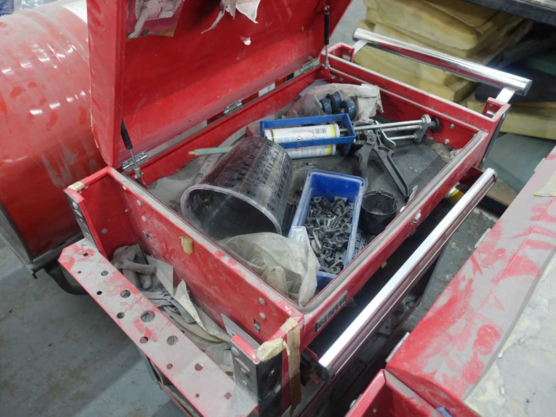 +VAT Three steel work trolleys with drawered toolboxes and contents - Image 5 of 6