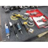 +VAT Nine various air opperated tools including mini linishers and orbital sanders