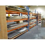 +VAT 4 blue and orange heavy duty pallet racks comprising of 8 uprights and 34 orange beams. Each