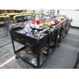 +VAT Seven steel mobile work trolleys, together with a range of parts and accessories