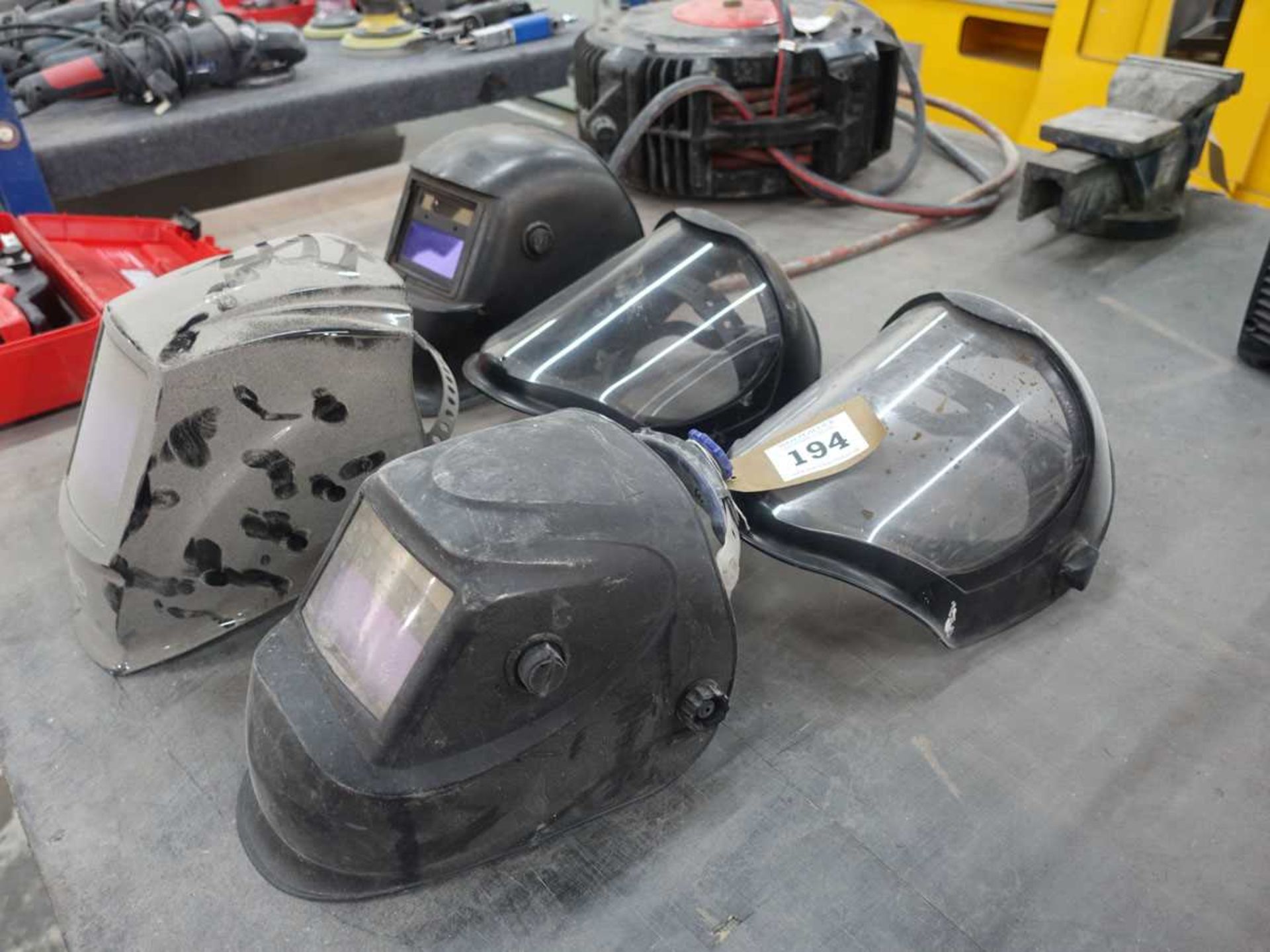 +VAT Three welding helmets, set of welding gauges and two safety masks - Image 2 of 3