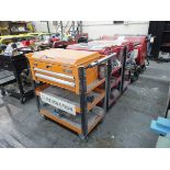 +VAT Three steel work trolleys with drawered toolboxes and contents
