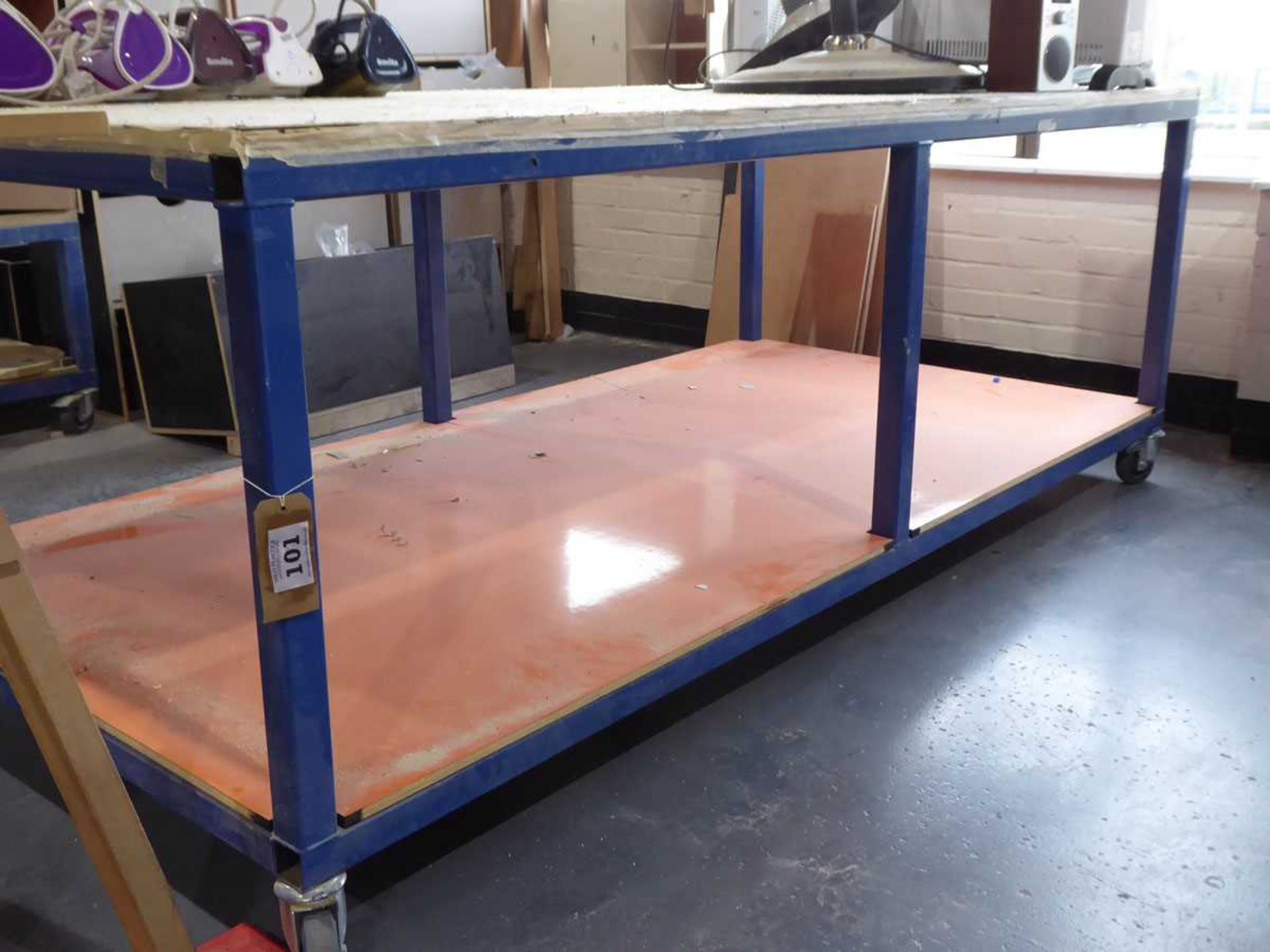 +VAT 2.5m x 1.5m blue welded steel work trolley