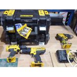 +VAT 3 x DeWalt cordless drill drivers together with 2 x cases and a re-charging station