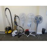 +VAT 3 pedestal fans, 3 vacuum cleaners and a heater