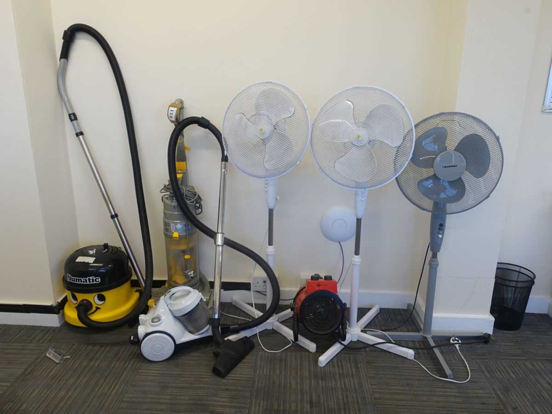 +VAT 3 pedestal fans, 3 vacuum cleaners and a heater