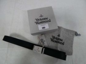 +VAT Vivienne Westwood orb square belt in black / silver one size with dust bag and box