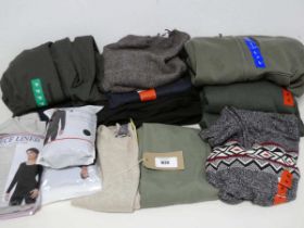 +VAT Approx. 15 items of mens and womens clothing. To include Jackets, jumpers, trousers, jeans