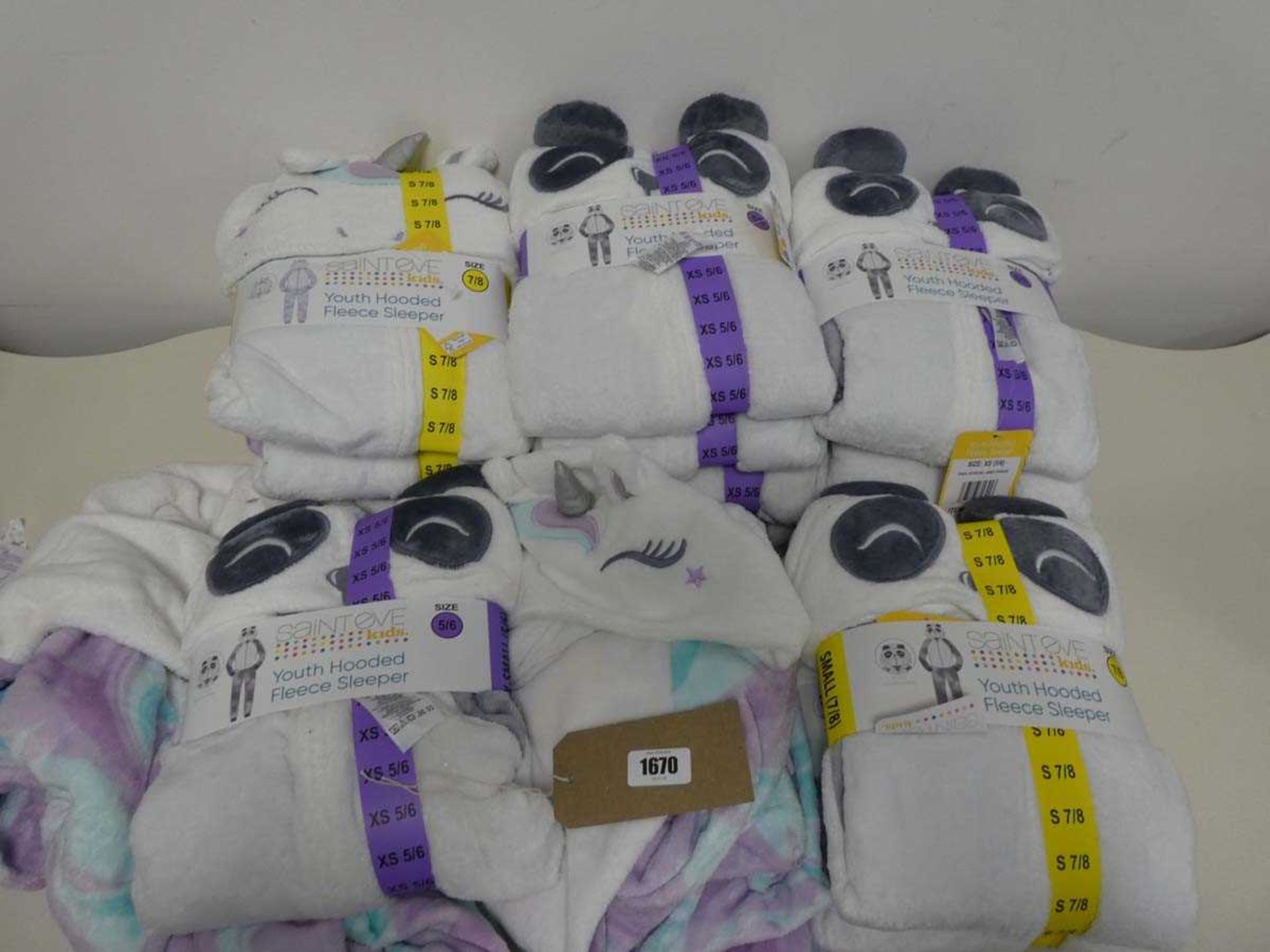 Mixed bag of childrens youth hooded fleece sleepers.