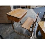 Early 20th century school desk with integral seat